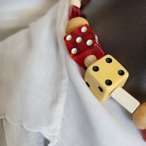 Genuine Vintage Blouse with Genuine Vintage Bakelite Beads and Dice - Picture 6 of 7